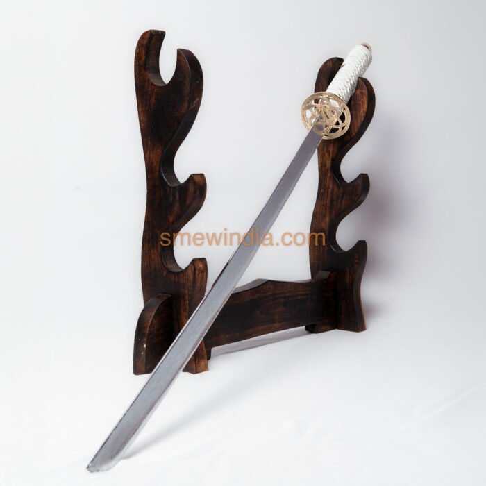 White Katana With Hexagonal Star Tsuba