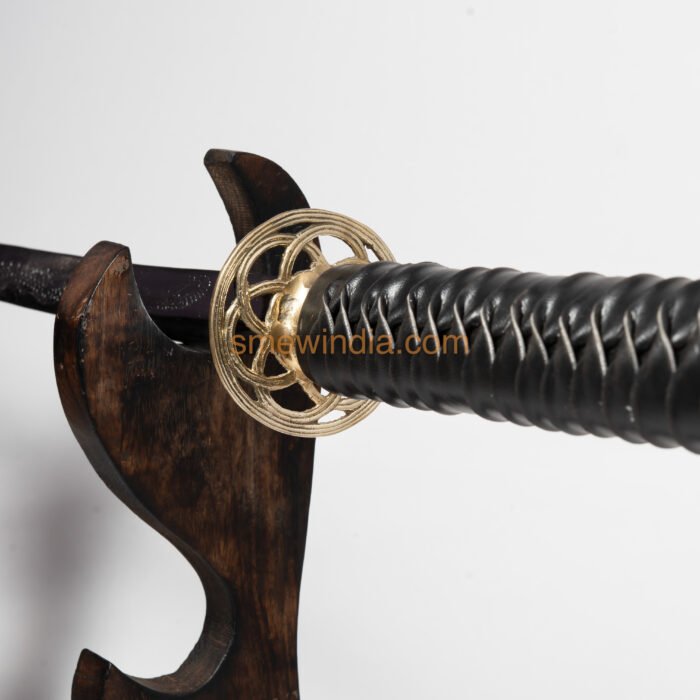 Black Katana With Hexagonal Star Tsuba