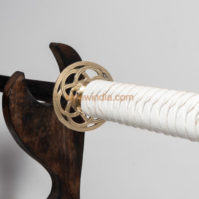 White Katana With Hexagonal Star Tsuba