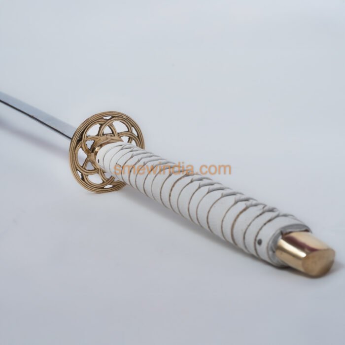 White Katana With Hexagonal Star Tsuba