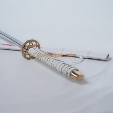 White Katana With Hexagonal Star Tsuba